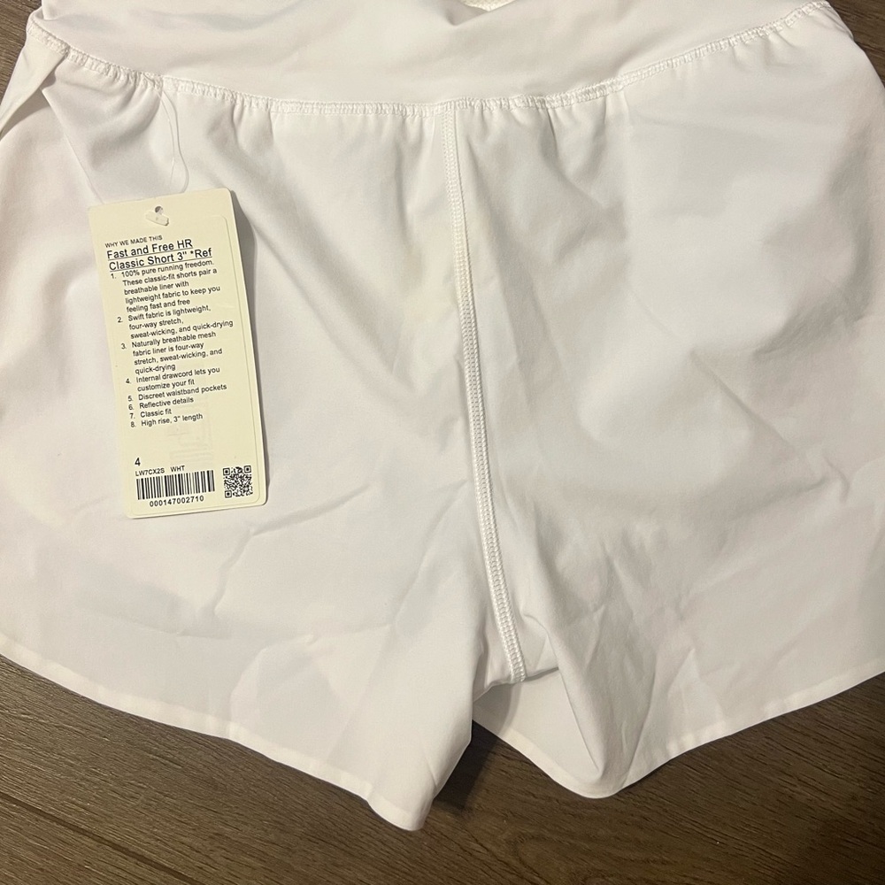 Lululemon fast and free classic fit 3” white